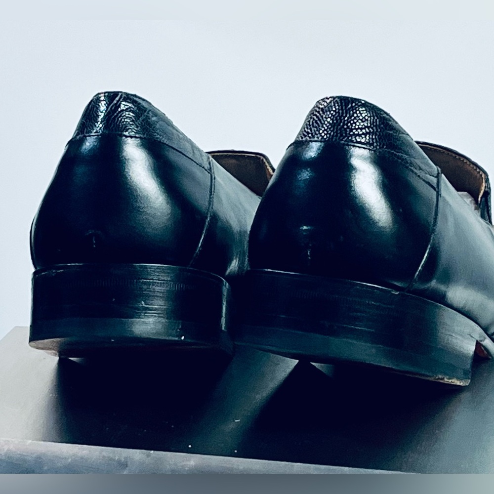 Rare Mezlan for Ingledews Vintage Loafers, 2tone Olive&Black Genuine Ostrich - Picture 6 of 11